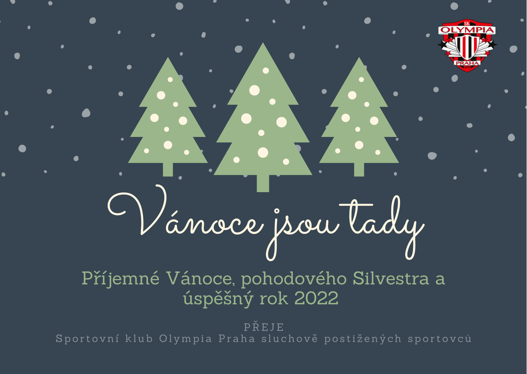 Zelené Stromy a Sníh Vánoční Motiv Přání